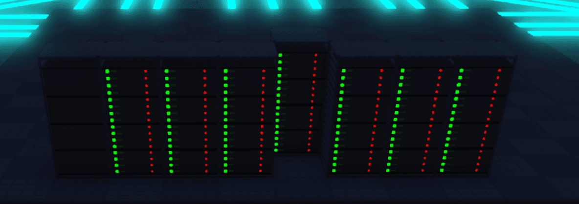 A plot with multiple fully loaded server racks